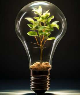 A Light Bulb With a Plant Inside of It